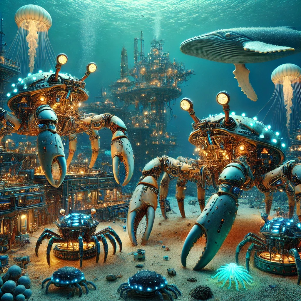 Underwater City of Robotic Crabs